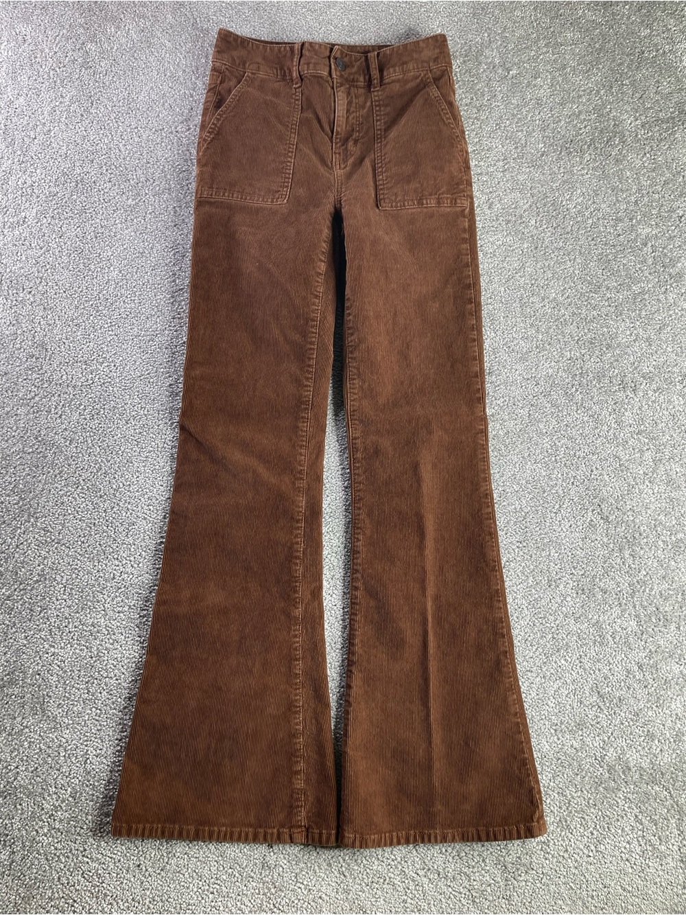American Eagle Super High Rise Flare Corduroy Pants Brown Size 00 Stretch